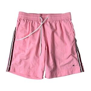 Tommy Hilfiger Men's Mesh Lined Swim Trunks Swim Shorts  Size S  Pink w Stripes